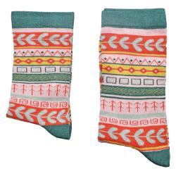 Bamboo Socks Teal Geometric Shoe Size UK 3-7 Womens Fair Trade Eco