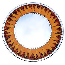 Round mirror, glass mosaic sun design 40cm diameter