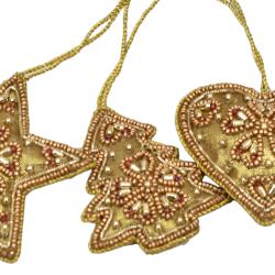 Hanging Decoration, Gold Beaded Tree