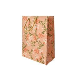 Gift Wrap Handmade Paper Floral Design on Pink 13 x 18 x 7cm