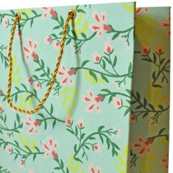 Gift Wrap Handmade Paper Floral Design on Light Blue 18 x 23 x 9cm