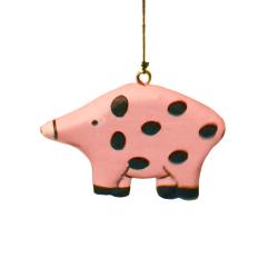 Chime Hanging With Pig, Metal and Albesia Wood