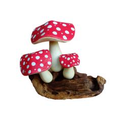 Wooden Ornament 3 Toadstools Wavy Tops approx height 16cm