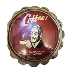 Wall Hanging Coffee Recycled Tin Lid 33cm diameter