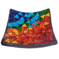Curved plate, mosaic, 15cm rainbow colours