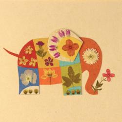 Handmade Card, Psychedelic Elephant 12x12cm