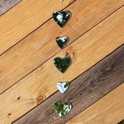 Hanging Mobile, Recycled Glass, 6cm & 4cm Hearts, 70cm length