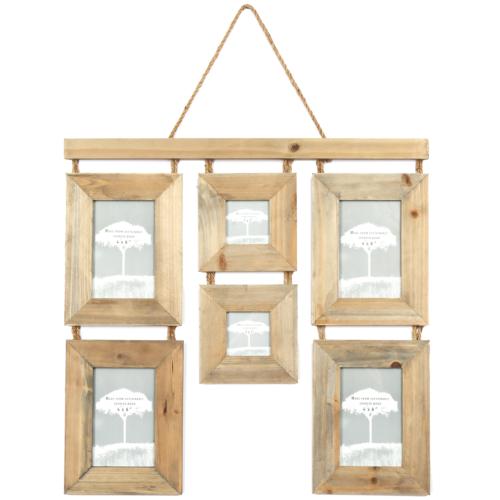 Hanging Multi Photo Frame Sustainable Wood for 6 photos