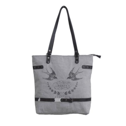 Tote Bag Canvas and Leather - Paris 40.5x9x35.5cm
