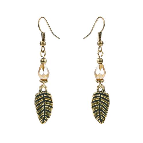 Earrings gold colour, leaf