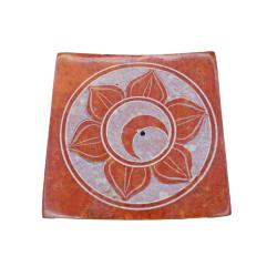 Incense holder carved soapstone, chakra sacral yellow / orange 8 x 8cm