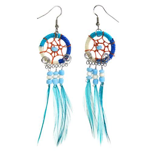 Dreamcatcher earrings, white turquoise blue