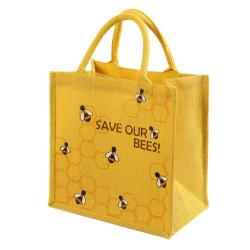 Jute shopping bag, yellow Save Our Bees