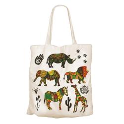 Tote Bag Recycled Cotton African Animals 36 x 40cm