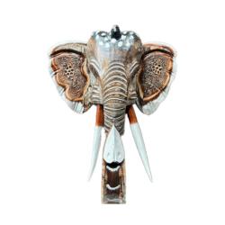 Mask Albesia Wood Elephant with Tusks 25cm