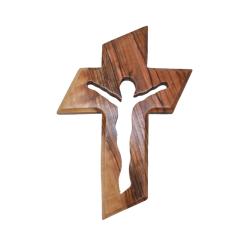 Cross and crucifix, olive wood, 9 x 13cm