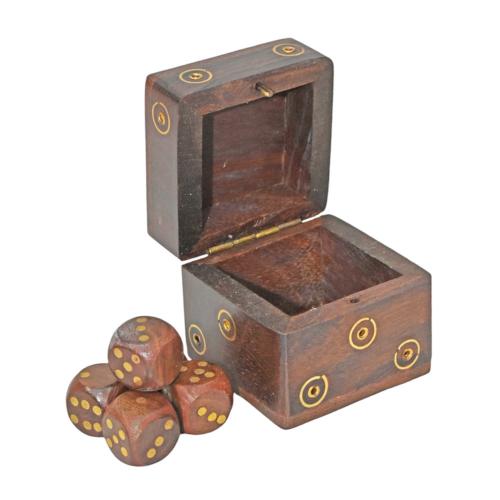 Dice Box Sheesham Wood With 5 Dice