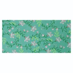 Gift Wrap Handmade Paper Floral Design on Teal