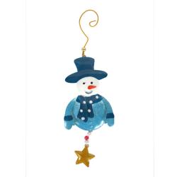 Hanging Decoration, Snowman With Top Hat Metal 9x25cm