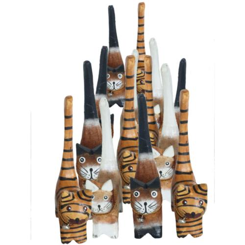 Box of 60 Cats Albesia Wood Assorted Browns