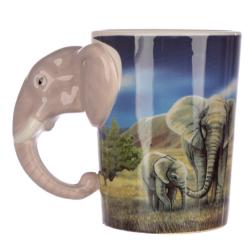 Ceramic Mug with Elephant Shaped Handle