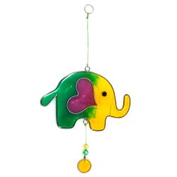 Suncatcher eleph with heart assorted colours