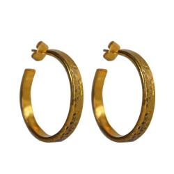 Earrings, Brass hammered thick solid hoops 2.5cm diameter