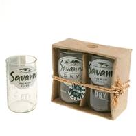 Pack of 2 glass tumblers, recycled Savanna bottles, clear