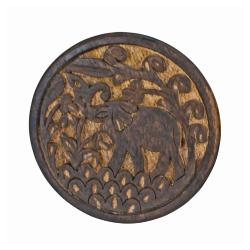 Single mango wood coaster elephant design