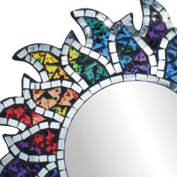 Sun Shaped Mirror, Recycled Glass Mosaic Multicoloured 30cm diameter