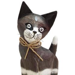 Brown Cat Albesia Wood 12x5x25cm