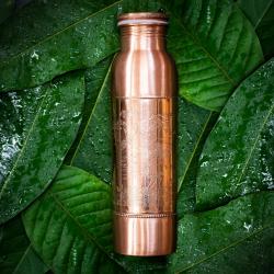 Copper water bottle, engraved, 900ml