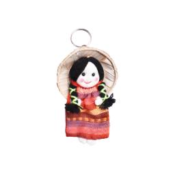 Crochet Keyring Vietnam Doll Rice Basket Hat