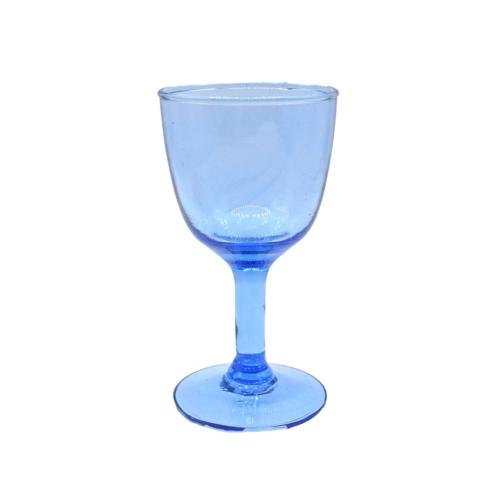 Single Wine Glass Recycled Glass Blue Tinted, 13cm height