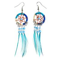 Dreamcatcher earrings, white turquoise blue