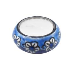 Ceramic T-lite Holder Blue with Daisies 5.5cm diameter