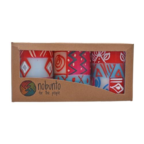 3 hand painted candles in gift box, Olubayo