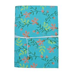 Notebook A6 Handmade Paper With Tie Floral Design on Teal