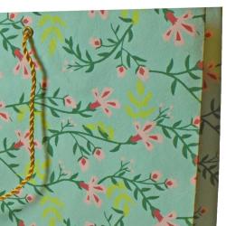 Gift Wrap Handmade Paper Floral Design on Light Blue 38 x 28 x 10cm