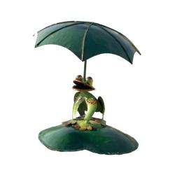 Frog with Umbrella Metal 20x21x22cm