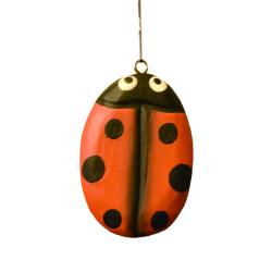 Chime Hanging With Ladybird, Metal and Albesia Wood