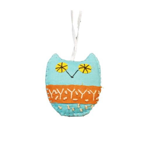Hanging Owl Decoration Hand Stitched