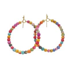 Earrings Recycled Small Beads on Circle 4.5cm