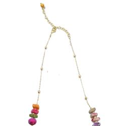 Necklace Recycled Cotton Round and Square Beads Multicoloured