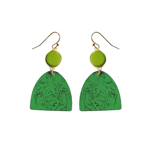 Earrings Brass with Bead Green 3 x 5.5cm