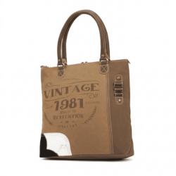 Tote Bag Canvas and Leather - Vintage 1981 35.5x9x35.5cm