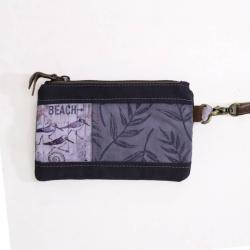 Purse / Pouch Canvas and Leather - Beach 20x12.75cm