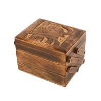3 tier drawer box mango wood elephant