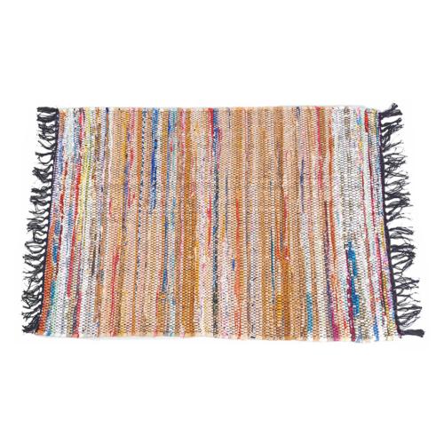 Chindi Rag Rug Recycled Material Orange Brown 60 x 90cm