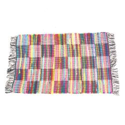 Chindi Rag Rug Recycled Material Multicoloured Squares 60 x 90cm